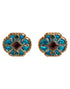 Dolce & Gabbana Gold Brass Blue Enameled Flower Cufflink